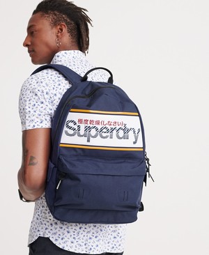 Superdry Stripe Logo Montana Férfi Hátizsák Kék | ECGJN1034